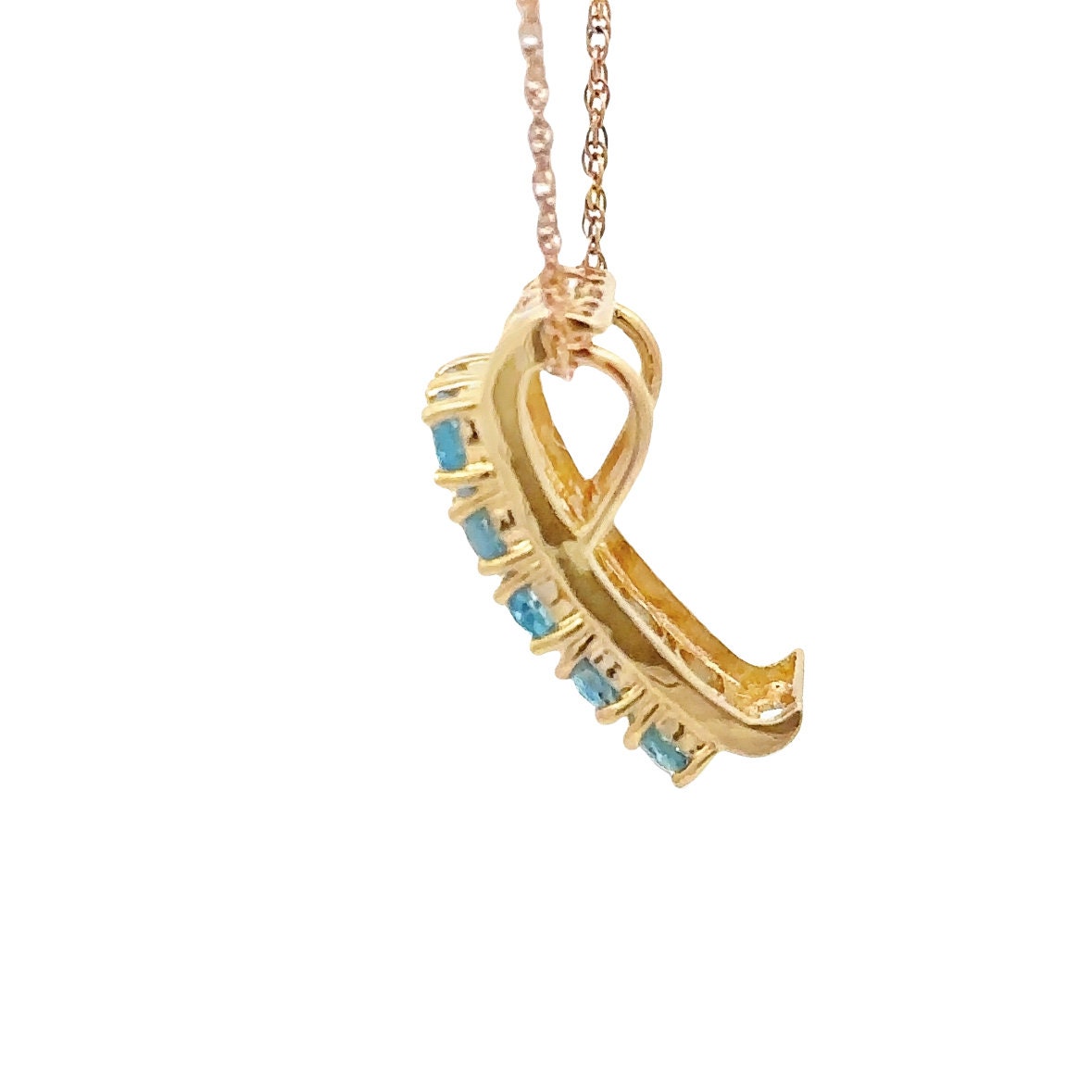 14kt Yellow Gold Estate Necklace with Blue Topaz Pendant