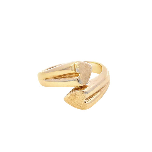 14kt yellow solid gold vintage double heart ring