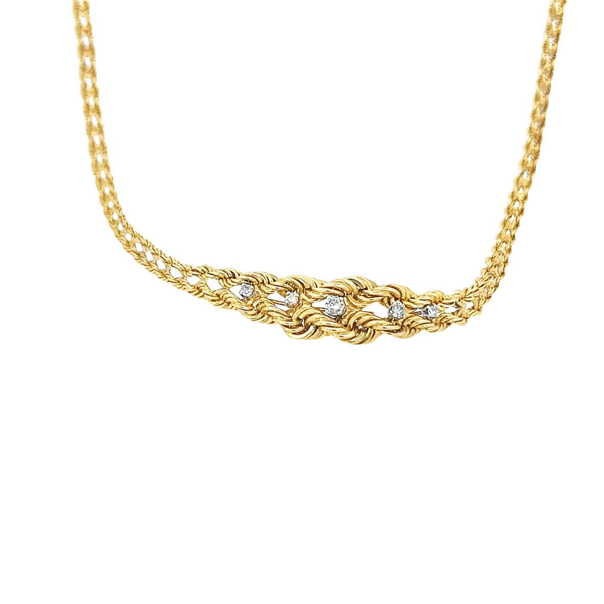 14kt rope chain with diamonds vintage solid gold