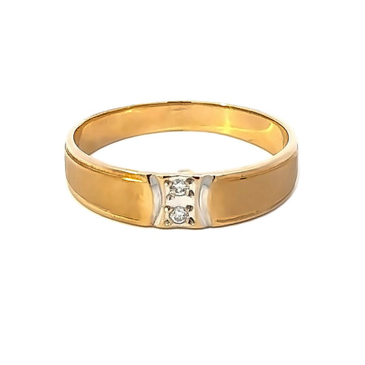 Vintage Men's 14kt Yellow Gold Diamond Wedding Band