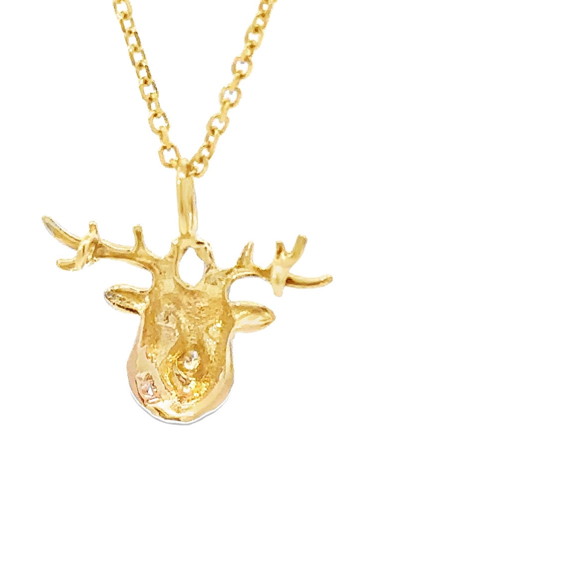 14kt yellow gold  deer head vintage charm animal