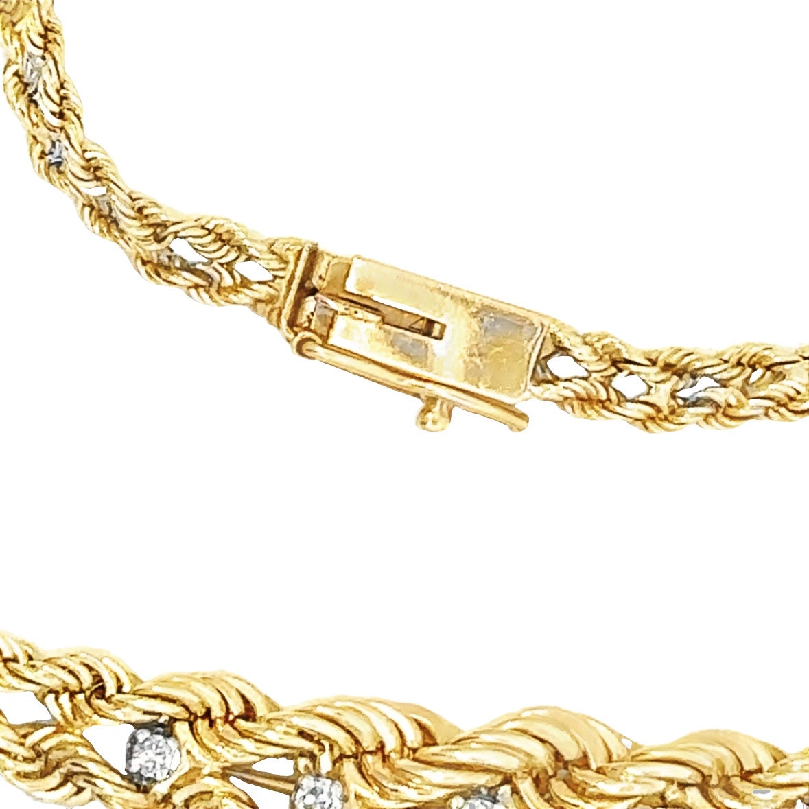 14kt rope chain with diamonds vintage solid gold