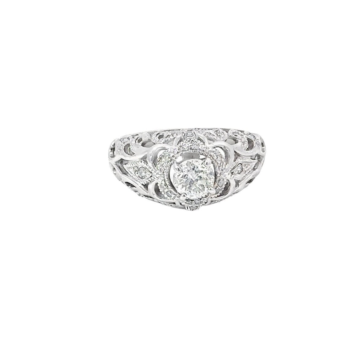 14kt vintage white gold diamond ring