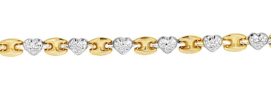 14kt two tone heart bracelet vintage