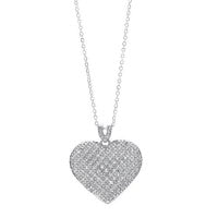 Silver CZ Puff Heart Pendant