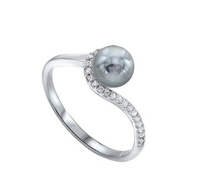 Sterling Silver CZ Pearl Ring