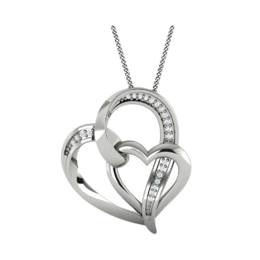 Silver Interlocking Diamond Heart Pendant