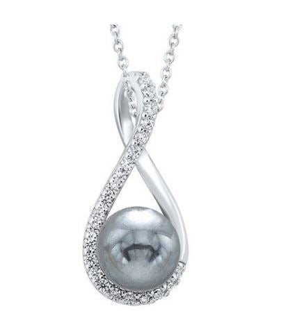 Silver CZ Pearl Necklace