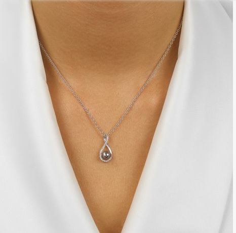 Silver CZ Pearl Necklace