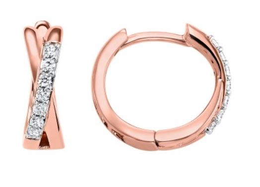 10KT Pink Gold & Diamond Studded Fashion Earrings