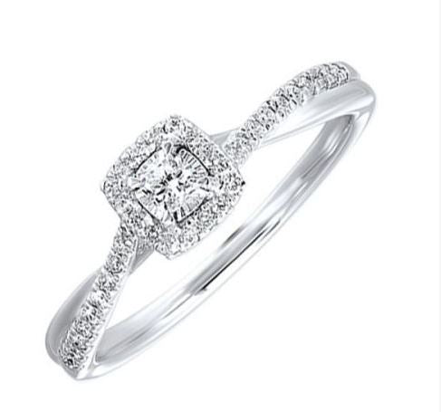 14KT White Gold & Diamond Sparkle Engagement Ring - 1/4 ctw