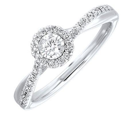 14k White Gold .25ctw Round Diamond Engagement Ring