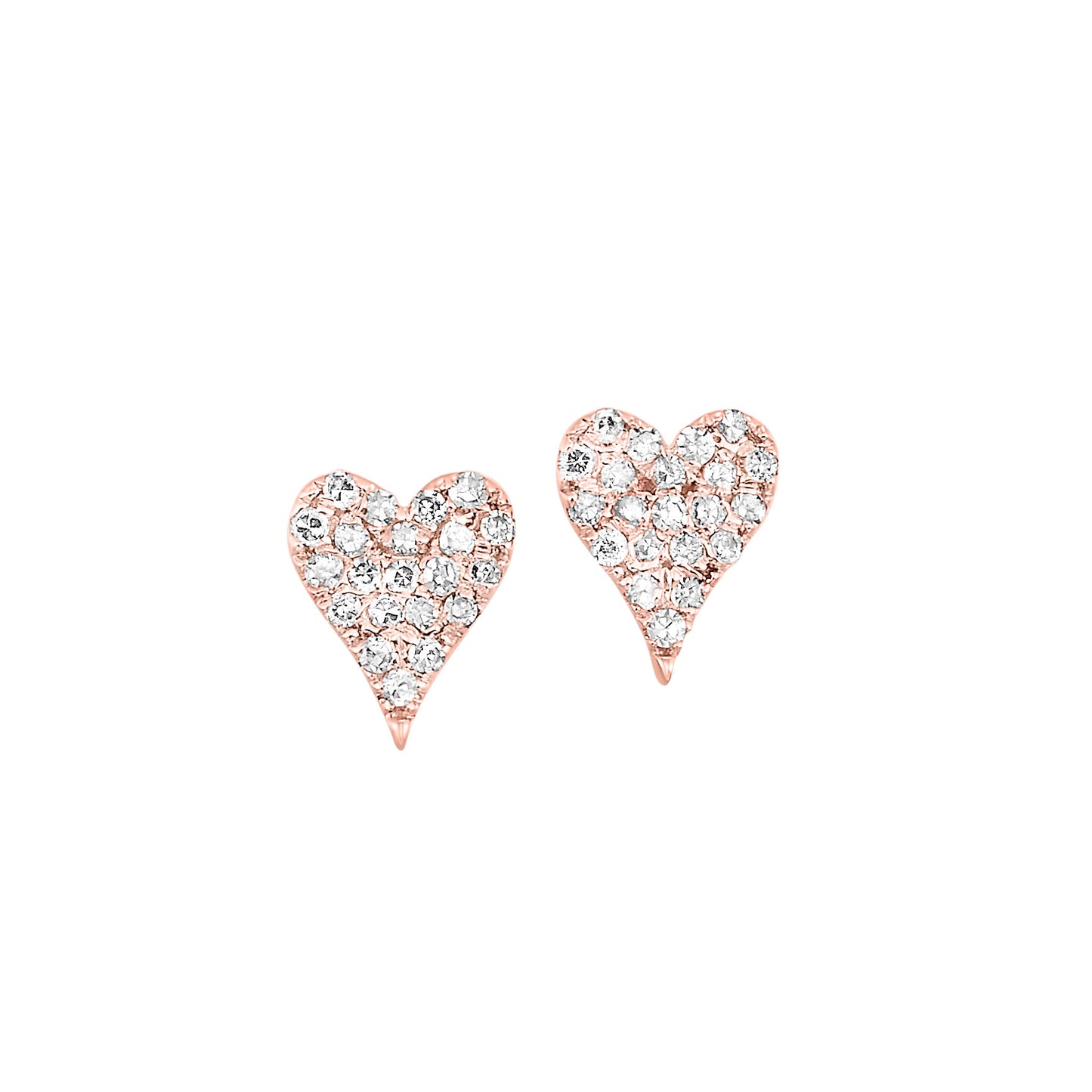 10k Rose Gold 1/5ctw Diamond Heart Stud Earrings