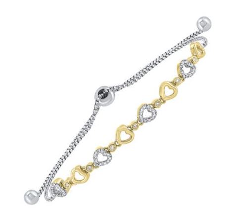 Sterling and Yellow Gold Plated Diamond Bolo Bracelet