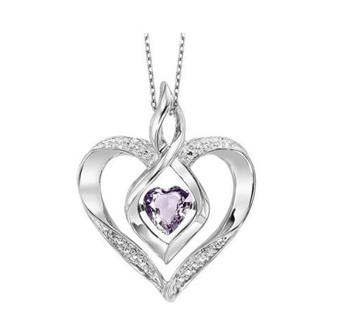 June Birthstone Diamond Heart Necklace