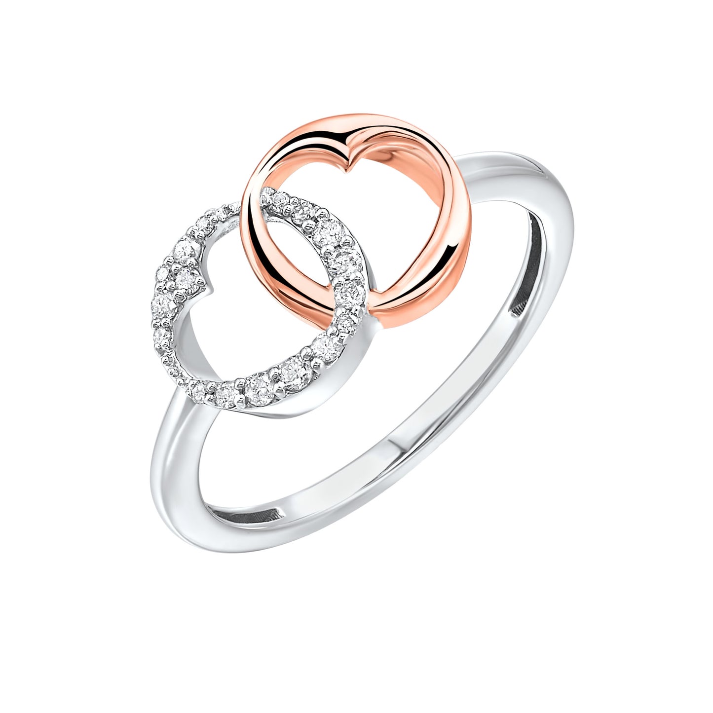 Silver and Gold Diamond Heart Ring