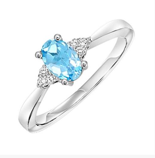 Gold Diamond Blue Topaz Ring