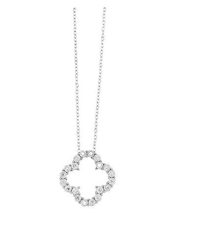 White Gold Diamond Clover Necklace