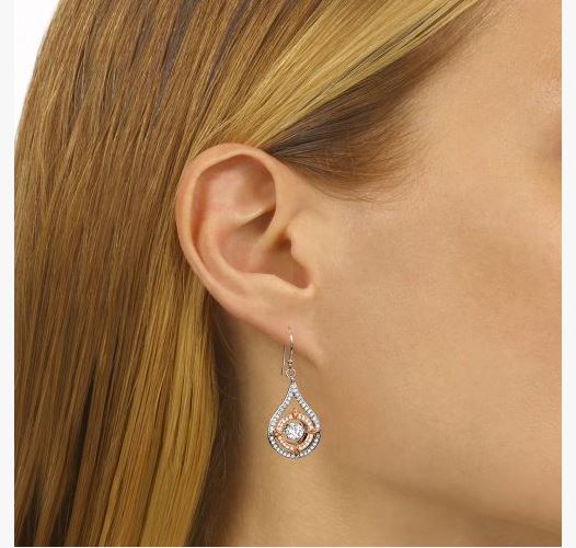 Diamond Solitaire Double Halo Dangle Earrings