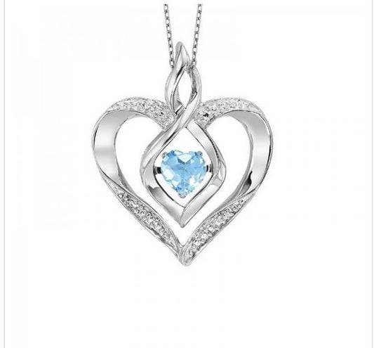 December Birthstone Diamond Heart Necklace