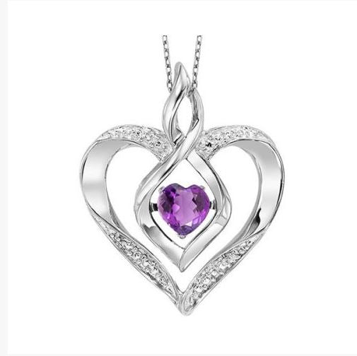 February Birthstone Diamond Heart Necklace