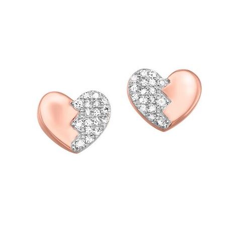 Rose Gold Diamond Heart Earrings