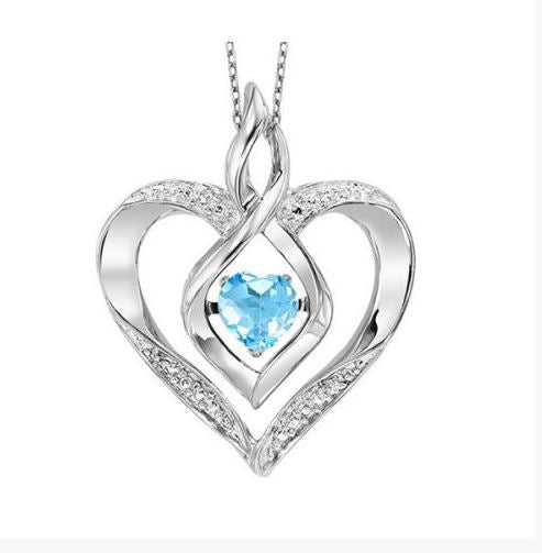 March Birthstone Diamond Heart Necklace
