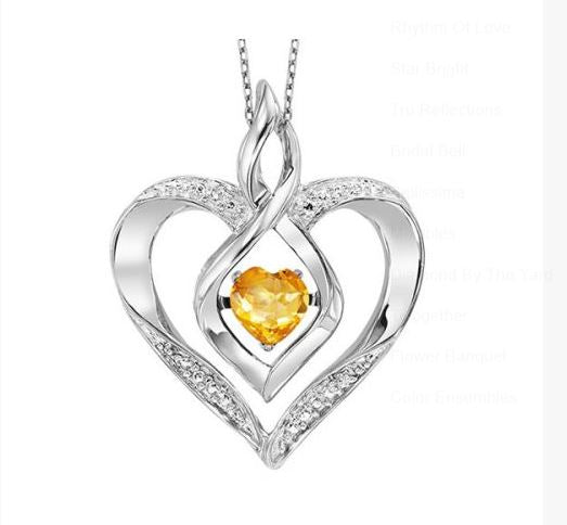 November Birthstone Diamond Heart Necklace