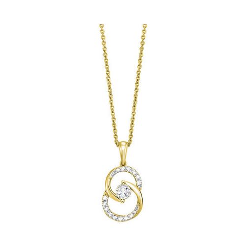 Yellow gold Double Circle Pendant 10kt (1/4CTW)