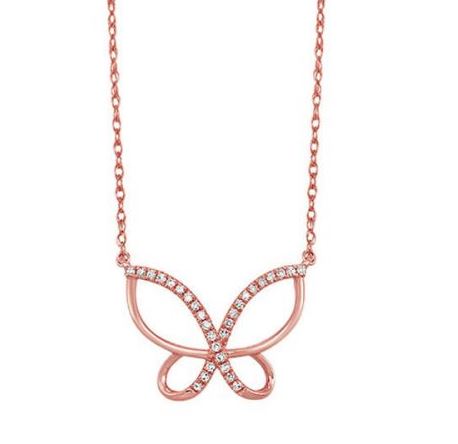 Rose Gold Diamond Butterfly Necklace