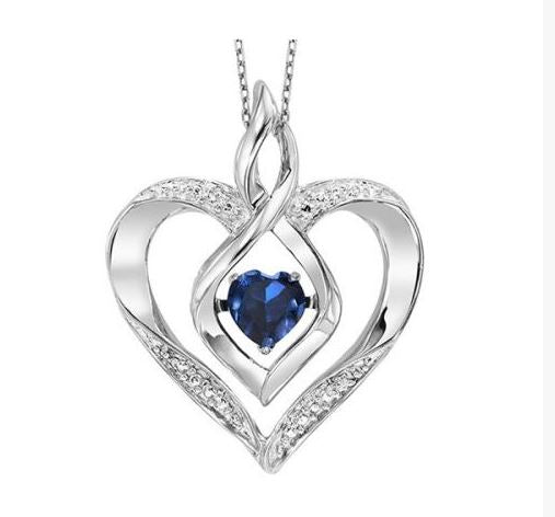 September Birthstone Diamond Heart Necklace