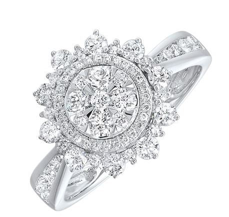 White Gold Diamond Sunburst Ring