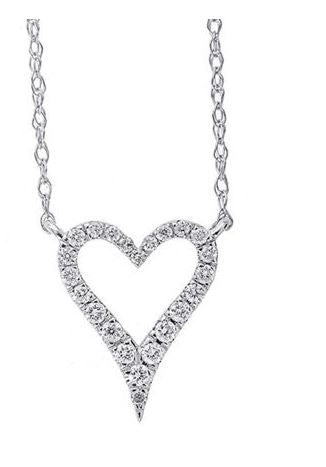 White Gold Diamond Open Heart Pendant